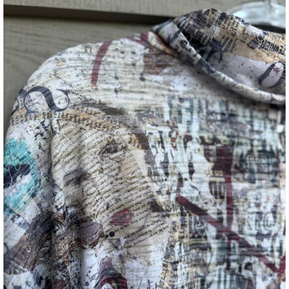 Inoah Made in USA Abstract Art Print Cowl Neck Tunic Top Size M - Picture 4 of 10